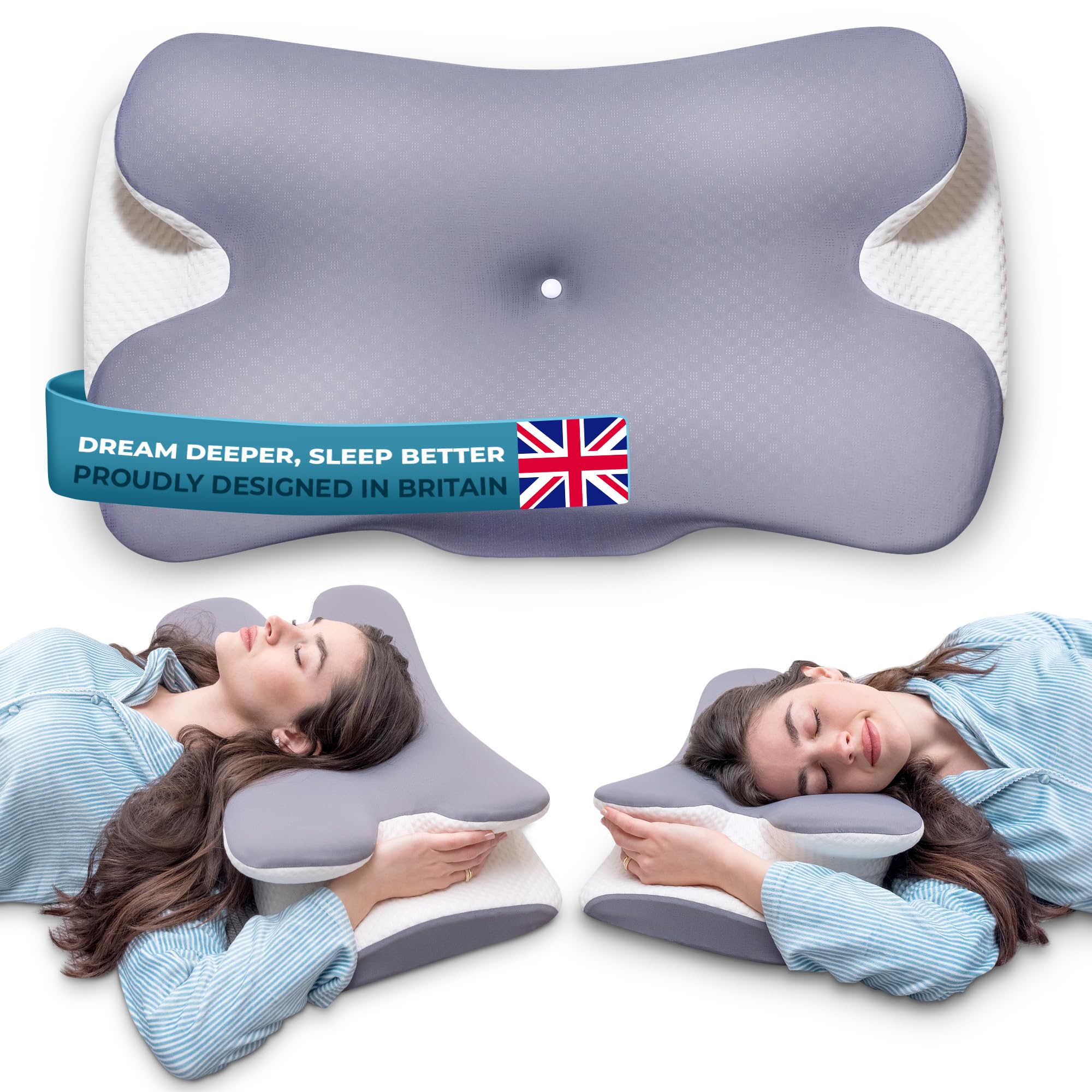 Comfortpad Memory foam sleeping neck pillow cushion | OSA Sleep APNEA | Back and side sleepers, supportive pillow, double sided, British Company