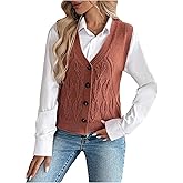 SOLY HUX Women's V Neck Sweater Vest Button Down Sleeveless Knit Casual Fall Tops