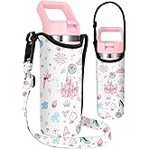 Miss Adola Water Bottle Carrier with Strap - Handheld Kids Water Bottle Holder for 10-16 oz / 14-20 oz Cute Cartoon Design Neoprene Crossbody Bottle Sling Bag for Boys Girls
