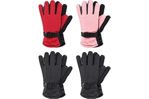 Hicarer 4 Pairs Winter Gloves for Kids Waterproof Snow Ski Gloves Warm Unisex Camouflage Clothes for Cold Weather Girls Boys Children