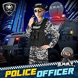 Luucio SWAT Police Costume for Kids, Kids Police