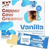 Copper Cow Coffee Vanilla Sweetened Condensed Mlk Single Serve Creamer 24pk | Natural creamer with real vanilla for coffee &amp; tea. No refrigeration needed. Perfect at home or on the go