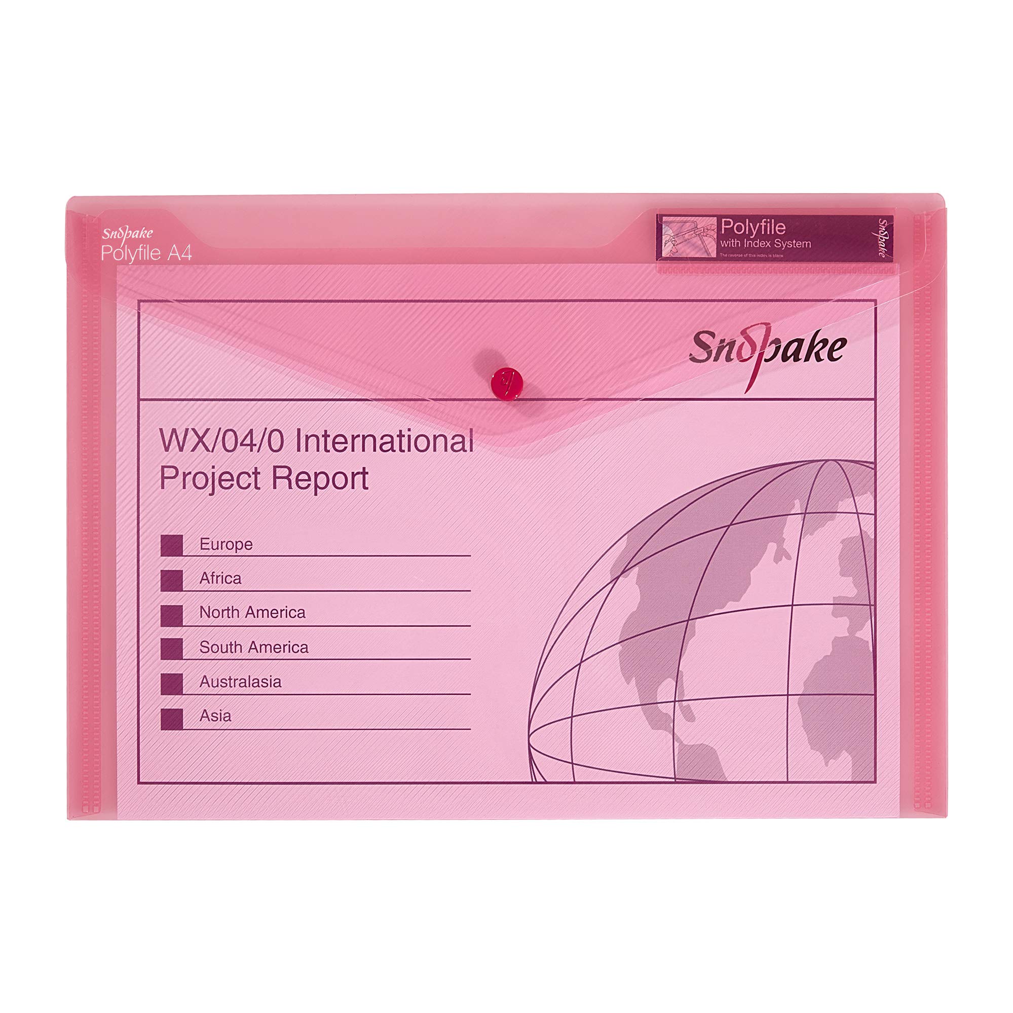 Snopake 12839X Polyfile A4 Popper Wallet with Press Stud and Index Tab Classic Red (Pack of 5)