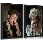 GKQNMU 2pcs Funny Bathroom Portraits Canvas Wall Art Toilet Unpleasant Odor Pinching Nose Prints Posters Vintage Humor Restroom Wall Decor Pictures for Toilet Bathroom Artwork Decoration Unframed