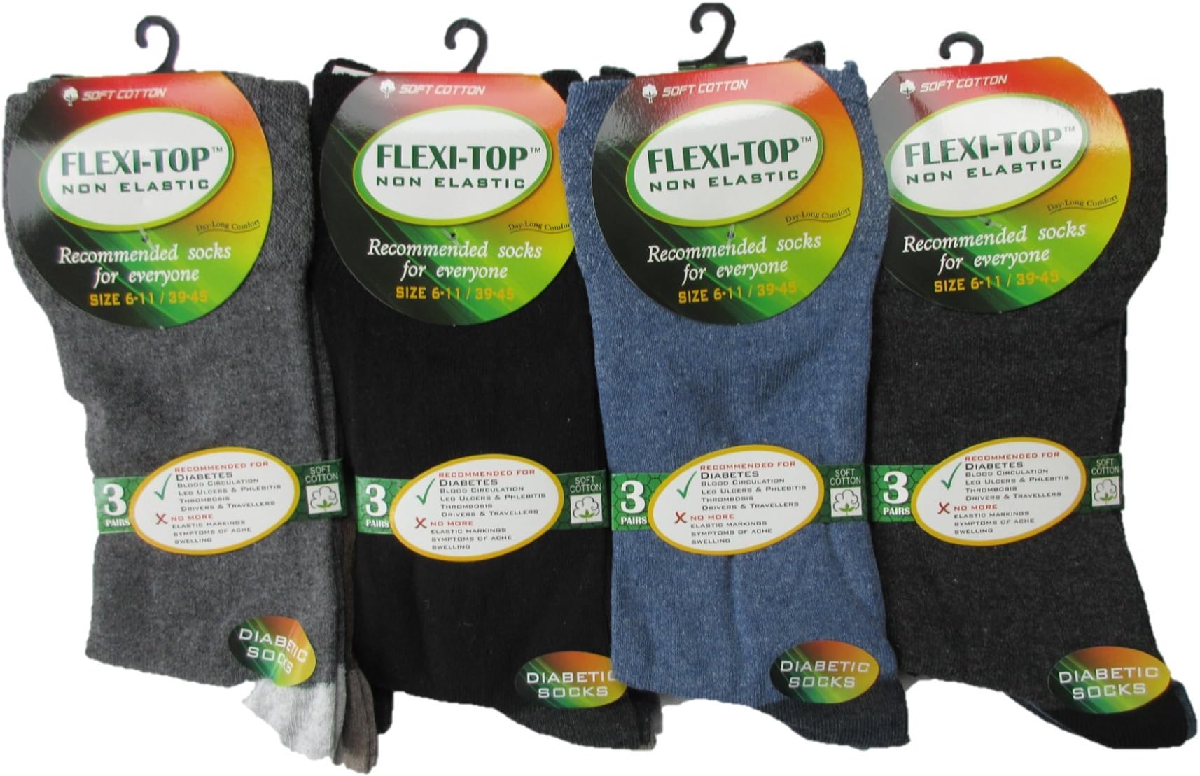 12 PAIR Mens Gentle Grip Non Elastic EasyFit Top Diabetic Socks/soft grip sock/assoterd contrast heel toe and mixed designs mega mix