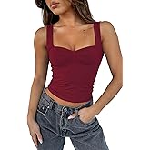 TiulZial Women's Sleeveless Backless Crop Tank Top Sexy Pleated Bustier Sweetheart Neck Strappy Y2K Cami Cropped Tops