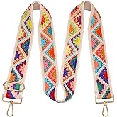 Greaciary Wide Purse straps Crochet Flower replacement crossbody for Handbag Adjustable Embroidery Knit Guitar Shoulder strap