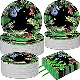 50 Guests Reptile Snake Party Plates and Napkins Party Supplies Jungle Swamp Snake Turtle Birthday Party Decorations Disposable Tableware Set Lizard Baby Shower Dinnerware Favor for Kids, 200PCS