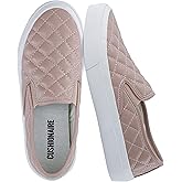 CUSHIONAIRE Faze Women’s Quilted Slip-On Sneaker – Faux Leather Casual Shoe with Memory Foam Insole & Rubber Outsole