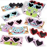 GLANFOIO 24 Pairs Heart Sunglasses Valentines Day Gift for Kids Classroom School with Valentines Day Cards, Bulk Heart Shaped Glasses for Kids Classroom Exchange School Gifts Party Favors Stuffers