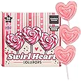 Pink Swirl Heart Lollipops, Individually Wrapped Suckers, Valentine's Day Candy, Strawberry Flavored, 24 Pieces