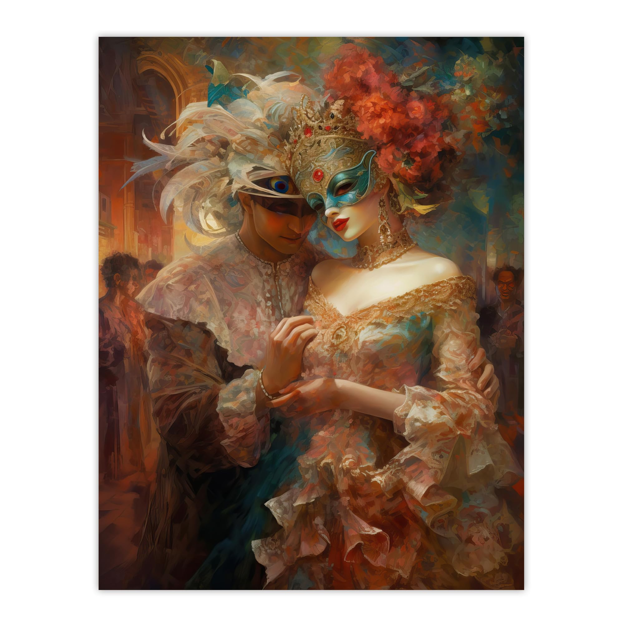 Artery8 Venetian Masked Ball Romantic Painting Unframed Wall Art Print Poster Home Decor Premium