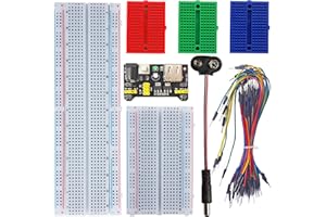 DIXSEPLU Breadboard Kit with 830-Tie-Point, 400-Tie-Point Boards, 3x170-Tie-Point Mini Boards, 65Pcs Flexible Wires, 9V DC Adapter for Arduino, IoT & STEM