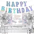 ecoZen Disco Decorations Set - Iridescent Party Supplies with Banner, Cutlery, Cupcake Toppers, Disco Ball Balloons - Great for Birthdays, Bridal Showers, Family Events, and Funfilled Celebrations