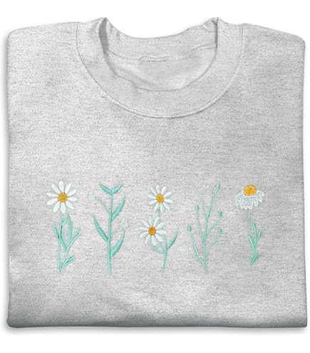 ELAIXV Wildflower Botany Embroidered Oversized Sweatshirt for