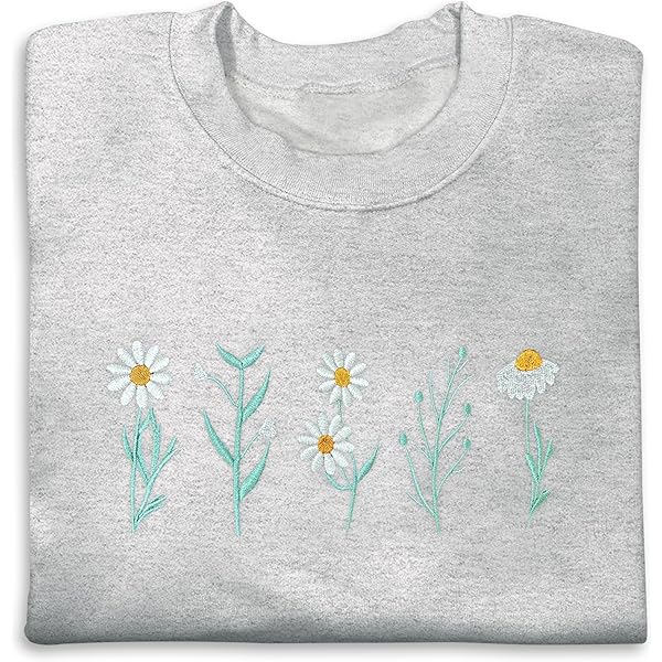 ELAIXV Wildflower Botany Embroidered Oversized Sweatshirt for