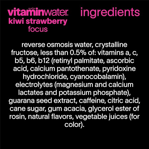 VITAMINWATER FOCUS KIWI STRAWBERRY NUTRIENT ENHANCED FLAVORED WATER BEVERAGE, 20 FL OZ BOTTLES, 12 PACK