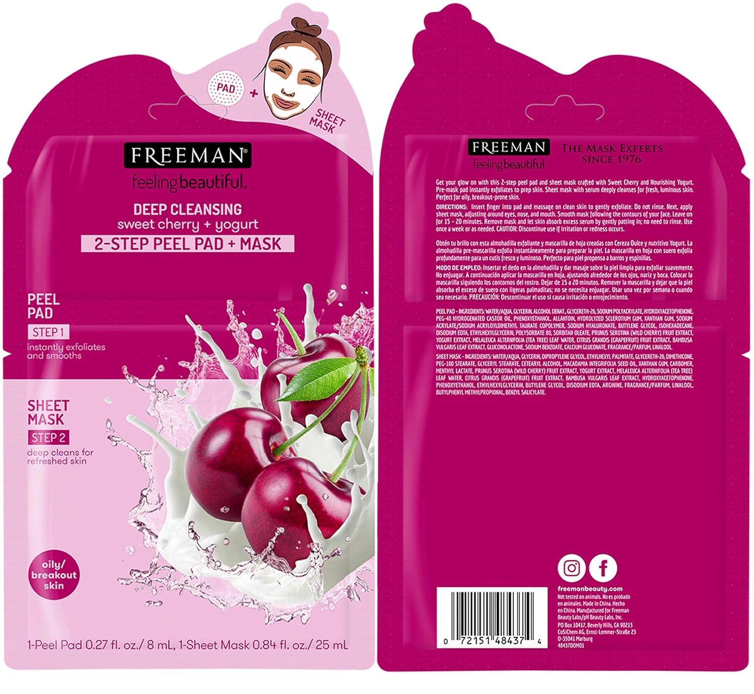 Freeman Beauty Face Masks Skincare Collection - 17 Piece Variety Pack - Peel-Off, Clay, Gel and Sheet Mask, Silicone Brushes, and Peel Pad : Beauty