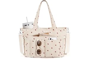 BAGSTELLAR Corduroy Tote Bag for Women, 17 Pockets Laptop Work Tote Lightweight Teacher Nurse Bible Shoulder Bag for School Daily Travel