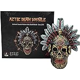 Aztec Screaming Death Whistle: Large 7" Tall 126+ Decibels Loudest Authentic Human Sounding Screams. Large Bright Beautiful Design War Whistle