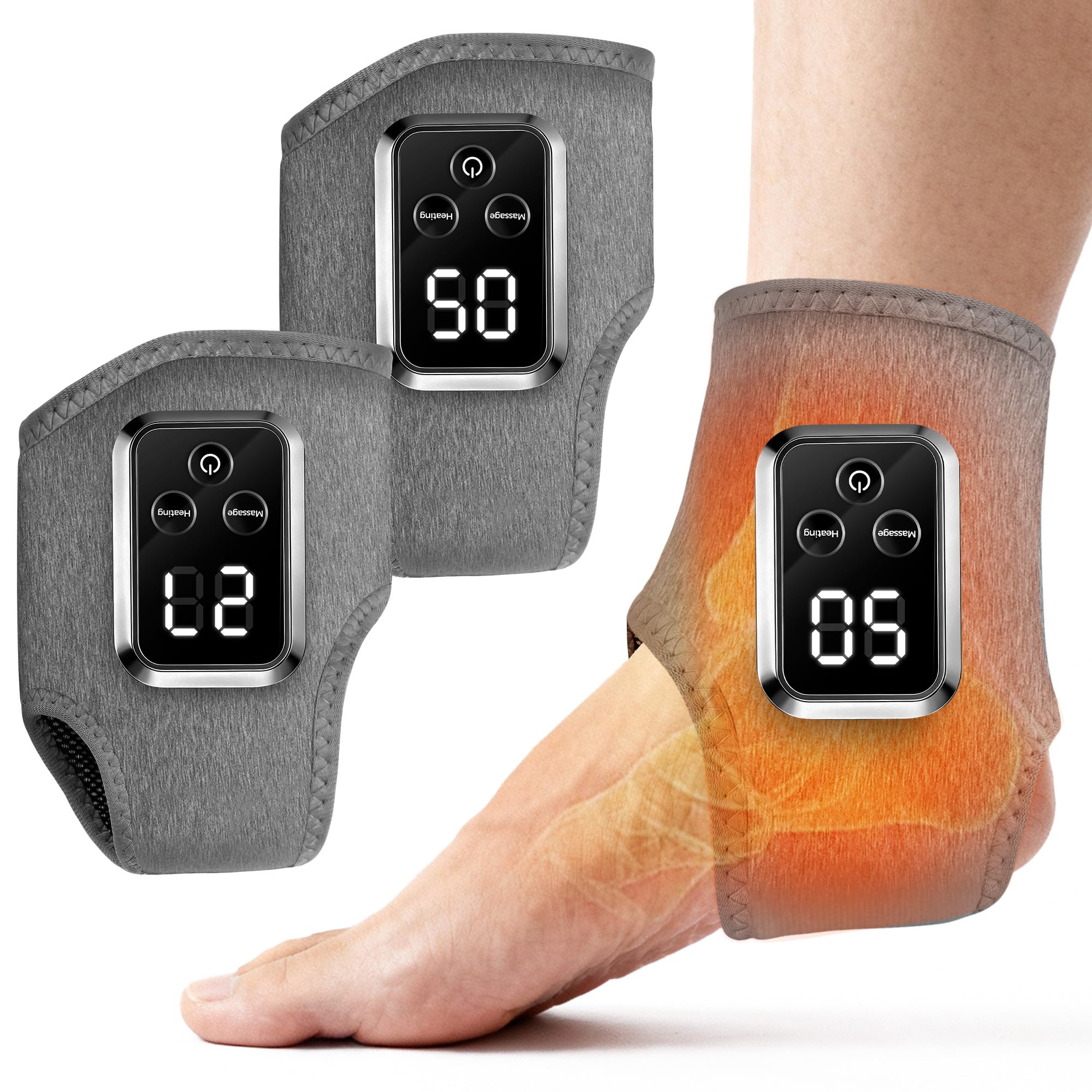 Photo 1 of YAZHI Foot Massager 2-in-1 Warming Wrap – Relax & Renew Foot & Ankle Massager with 3 Modes & 4 Heat Levels, Portable for Home or Travel 2pack