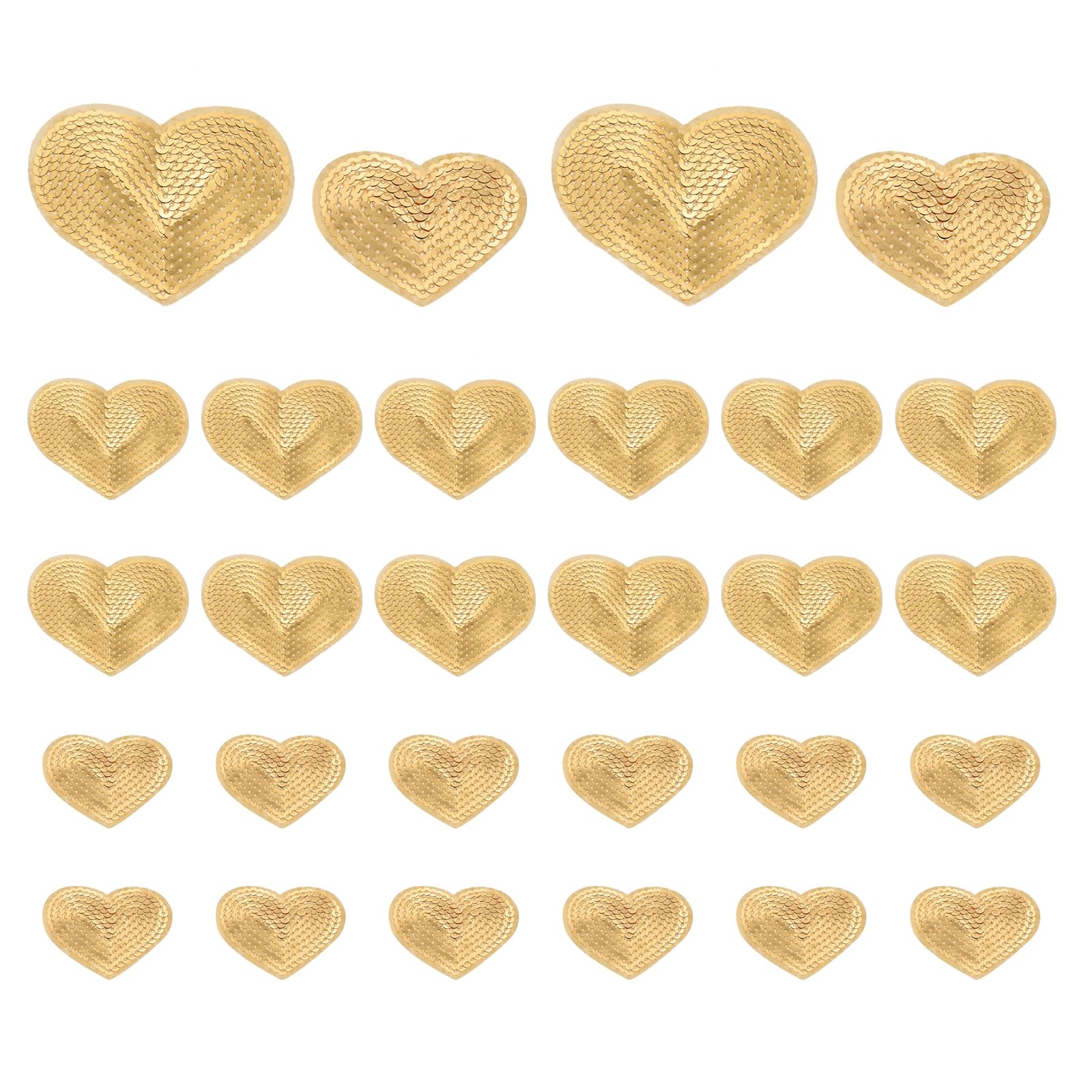 Photo 1 of PATIKIL Sequin Heart Iron on Patches, 28 Pcs Sew on Applique Patch Embroidery Sequin Glitter Patches for DIY Shoes Clothes Hats Backpacks Costume, Gold