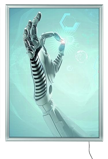 LED LEUCHTRAHMEN Standard DIN A1 für PLAKATE mit 594 x 841 mm. Einseitig SILBER Design LED Leuchtdisplay für den besonderen W