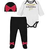 Gerber NFL baby girls 3 Pack Bodysuit Registry Gift Set Footed Pant and Cap