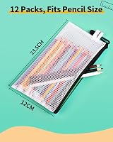 Smarpau A6 Clear Pencil Case 12 Pack Mesh Document Bags Zipper Wallets Black view 2