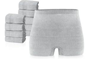 PurComfy 10 Pcs Postpartum Underwear for Women, High Waisted Disposable Boyshort Underwear for Mom Postpartum, Seamless Under Wear for Postpartum Essentials, Waist 28"- 42" Stretched, Grey