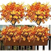 Mutcolor 10 Bundles Artificial Mums for Outdoors Fake Fall Flowers Silk Flowers Plastic Plants UV Resistant No Fade for Outside Porch Garden Pots Planters Autumn Fall Decor (Fall)