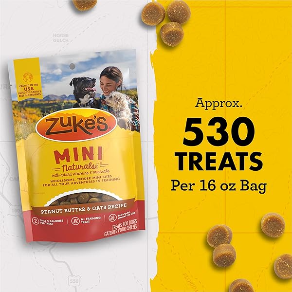 ZUKE’S MINI NATURALS DOG TRAINING TREATS FOR DOGS OF ALL THE SIZES, PET TREATS MADE WITH REAL PEANUT BUTTER, 16 OZ. RESEALABLE POUCH – 16 OZ. BAG