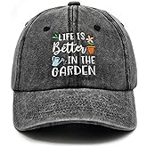 Gardening Gifts for Women, Gardening Hat, Adjustable Washed Cotton Embroidered Baseball Cap