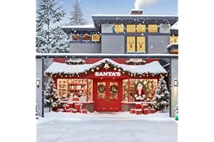 TTCHANG Christmas Garage Door Cover, Large Christmas Banner Backdrop Decorations Hanging Door Photography Decor for Indoor Outdoor House Patio Lawn Party Background,Santa's Shop,16x7FT