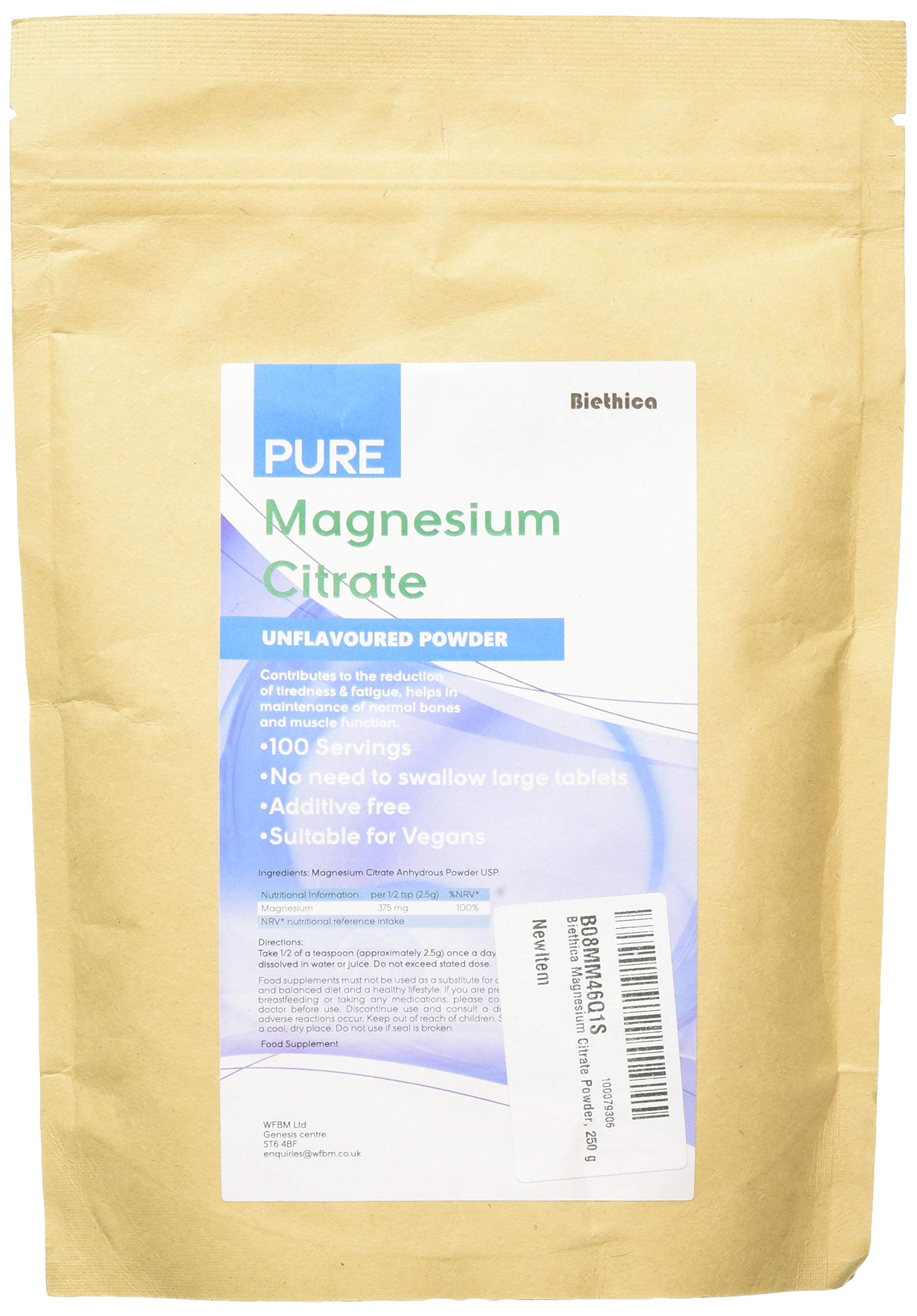 BIETHICA MAGNESIUM CITRATE POWDER 250G