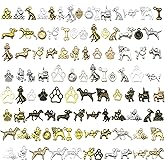 100pcs Craft Supplies Pet Dog Animals Charms Pendants for Crafting Jewelry Findings Making Accessory for DIY Necklace Bracelet (Mix 5 Color) SN862