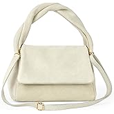 Italian Genuine Suede Top-Handle Bag for Women with Zipper Magnetic Flap & Twisted Handle | Crossbody Shoulder Purse