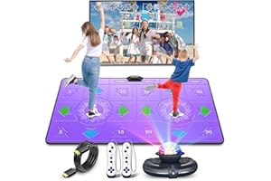 FWFX Dance Mat for Kids and Adults - Double User Wireless Dancing Mat, Exercise & Fitness Dance Step Pad Game for TV, Musical Electronic Dance Mats with HD Camera, Gift for Girls & Boys Ages 6+