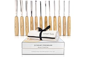 SCHAAF WOOD CARVING TOOLS Schaaf Tools Hand-Sharpened Wood Carving Tools Set of 12 Chisels and Gouges with Canvas Case, Razor Sharp CR-V 60 Steel Wood Carving Chisel Set for Beginners