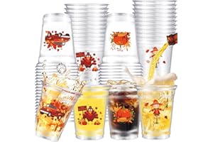 QICI 40 Pcs Friendsgiving Party Cups Thanksgiving Disposable Plastic Cups 12 oz Turkey Pumpkin Truck Cup for Fall Harvest Friendsgiving Party Decorations Supplies