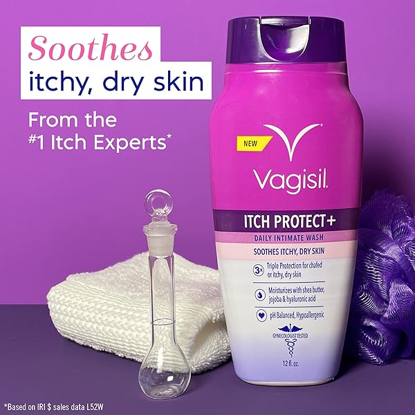 VAGISIL FEMININE WASH FOR INTIMATE AREA HYGIENE AND ITCHY, DRY SKIN, ITCH PROTECT+ CRÈME WASH, PH BALANCED AND GYNECOLOGIST TESTED, 12OZ (PACK OF 1)