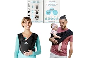 Breeze Baby K'tan Baby Carrier Breathable 100% Cotton Mesh | Hands Free Wrap for Infants | No Rings Or Buckles | Black | Small