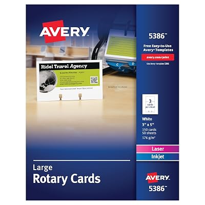 Avery 5386 Large Rotary Cards, 3x5, Laser/Inkjet, Liberia | Ubuy display picture 3