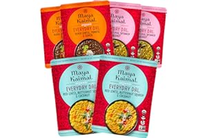 Maya Kaimal Foods - Organic Indian Everyday Dal Variety Pack No. 2 - 10oz 3 flavors, 2 Each - Red Lentil, Black Lentil, & Green Split Pea - Vegan
