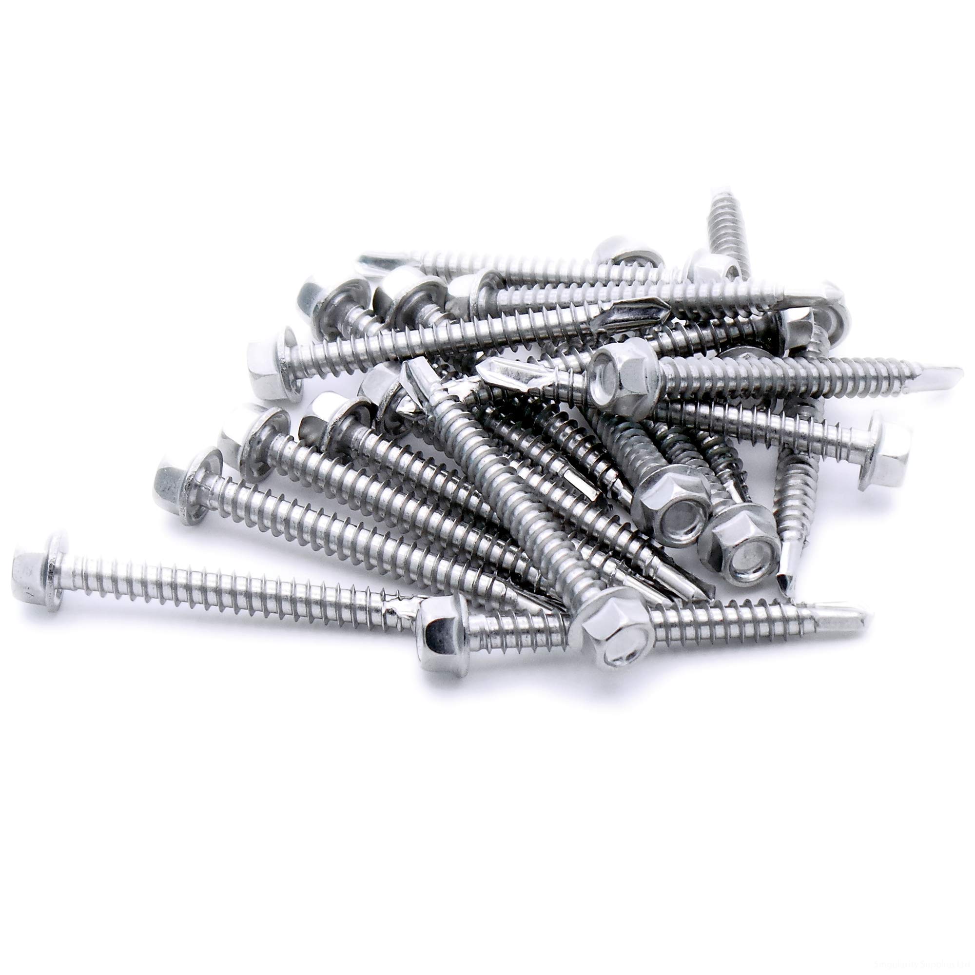 No.6 x 0.4 (3.5mm x 9.5mm) Hex Self-Drilling Screw (Flanged) - Stainless Steel (A2) (Pack of 20)