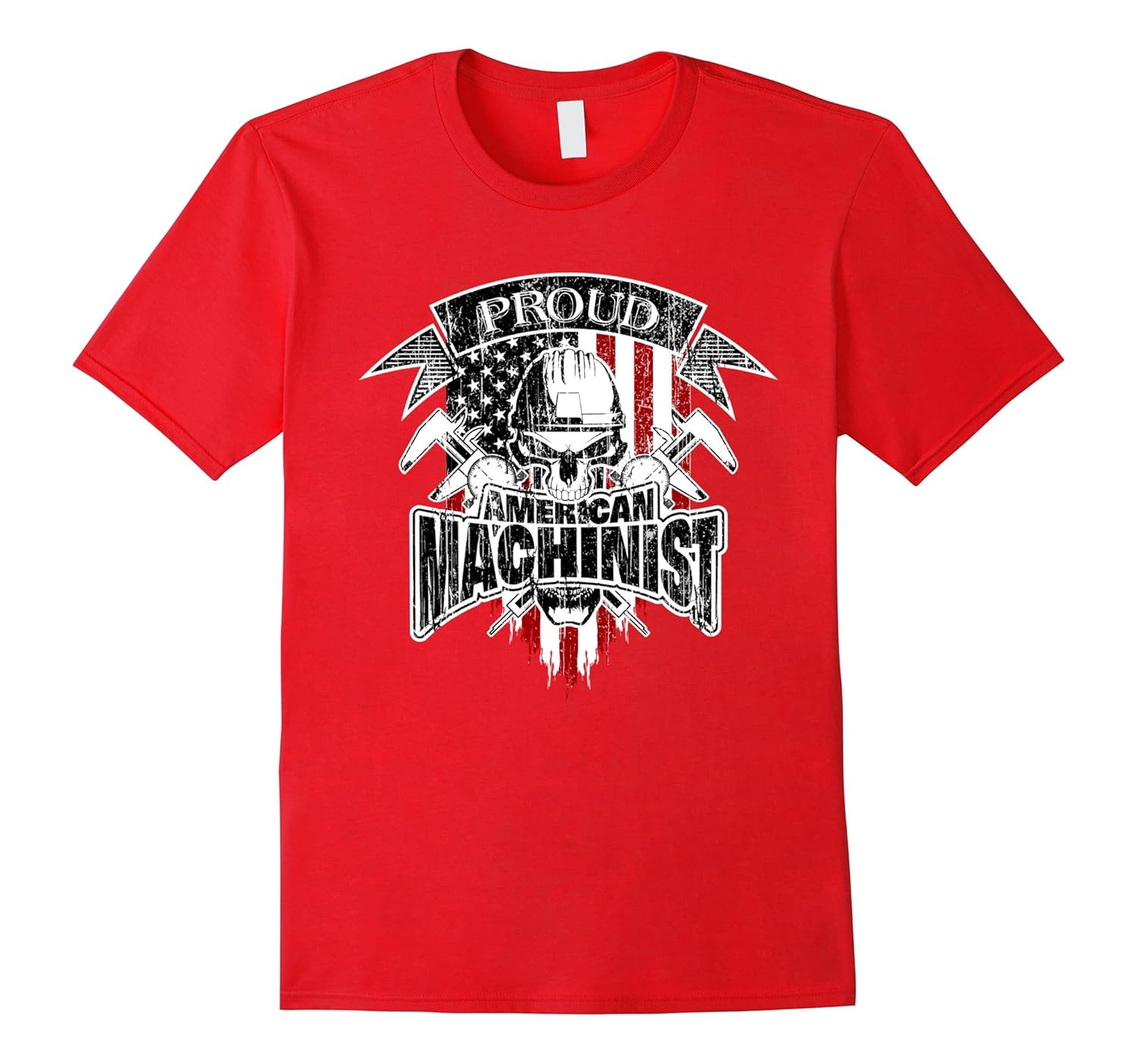 Proud Patriotic Machinist with American Flag T-Shirt-ANZ