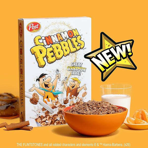 POST CINNAMON PEBBLES BREAKFAST CEREAL FOR KIDS, GLUTEN FREE, MADE WITH SWEETENED PUFFED RICE, 11 OZ