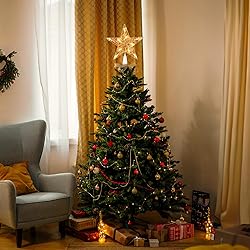 Christmas Star Tree Topper, Plug in Gold Glittered