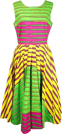 G T Brand Makeda Unique Sleeveless Vintage Tea Dress Multicolored At Amazon Women S Clothing Store