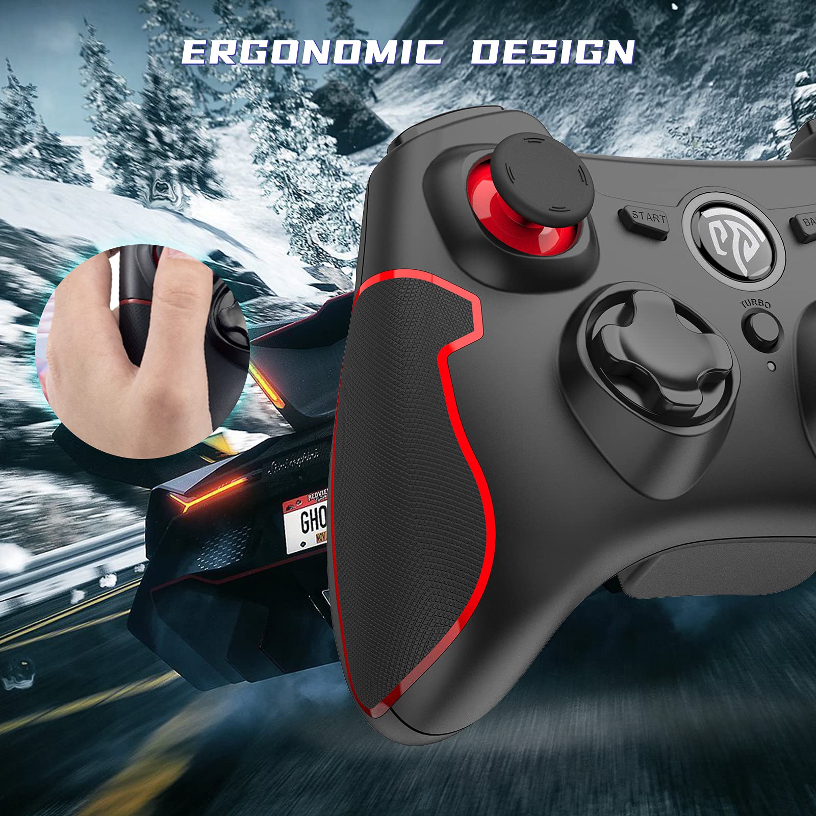 EasySMX PS3 Gaming Controller, Wireless 2.4G Gamepads with Vibration Fire Button Range up to 10m Support PC (Windows XP/7/8/10), Steam, PS3, Android, TV Box Portable Gaming Joystick